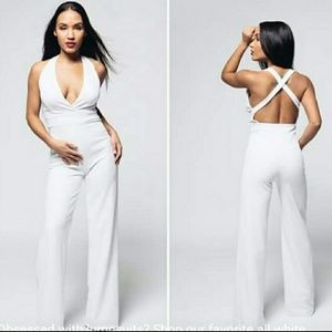White flare leg jumpsuit